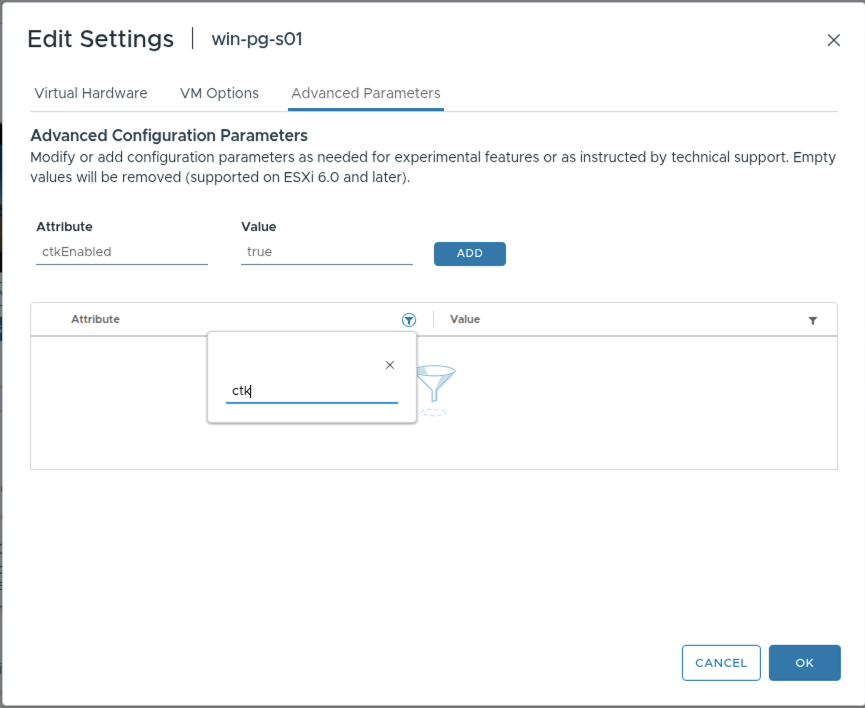 Adding ctkEnabled = true on the Advanced Parameters tab
